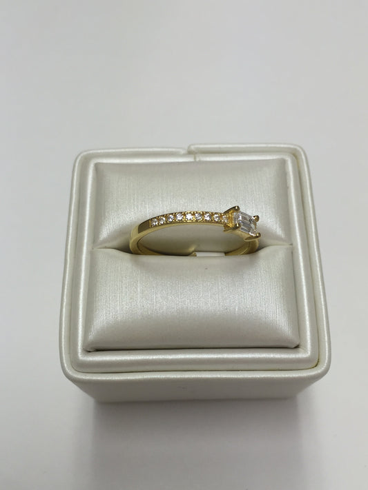 Baguette CZ 24K Yellow Gold Ring