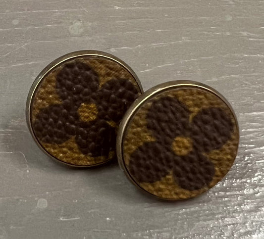 Upcycled Designer Leather Stud Brass Earrings - Premium Earrings from Keep It Gypsy - Just $39! Shop now at Three Blessed Gems