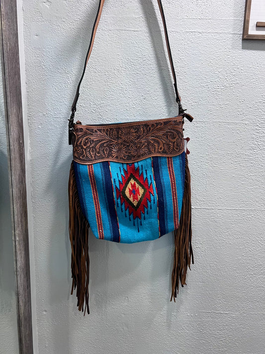 Blue Rug Leather Crossbody - Premium Bag from American Darling - Just $242! Shop now at Three Blessed Gems