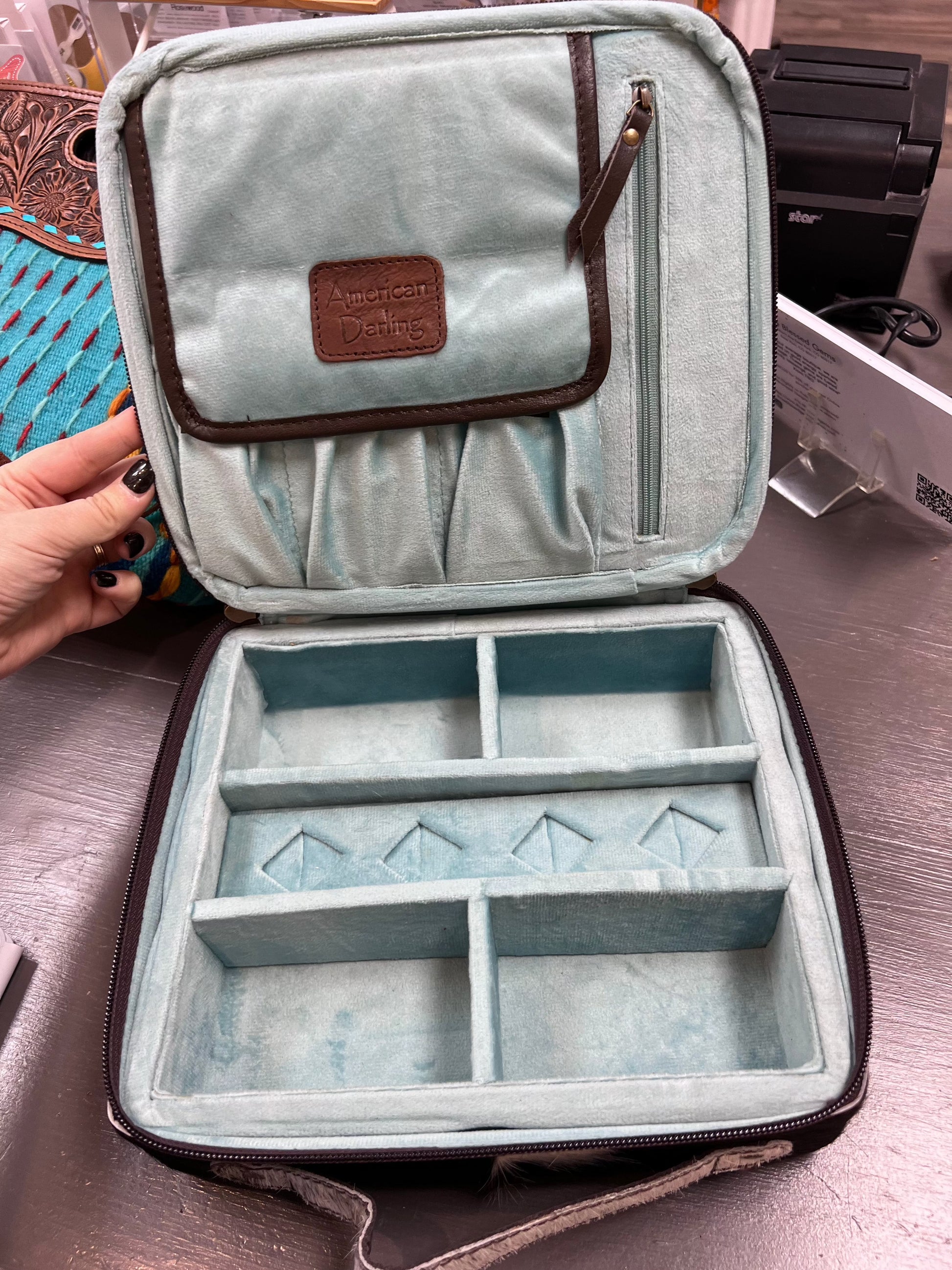 Cowhide Jewelry Box - Premium Bag from American Darling - Just $207! Shop now at Three Blessed Gems