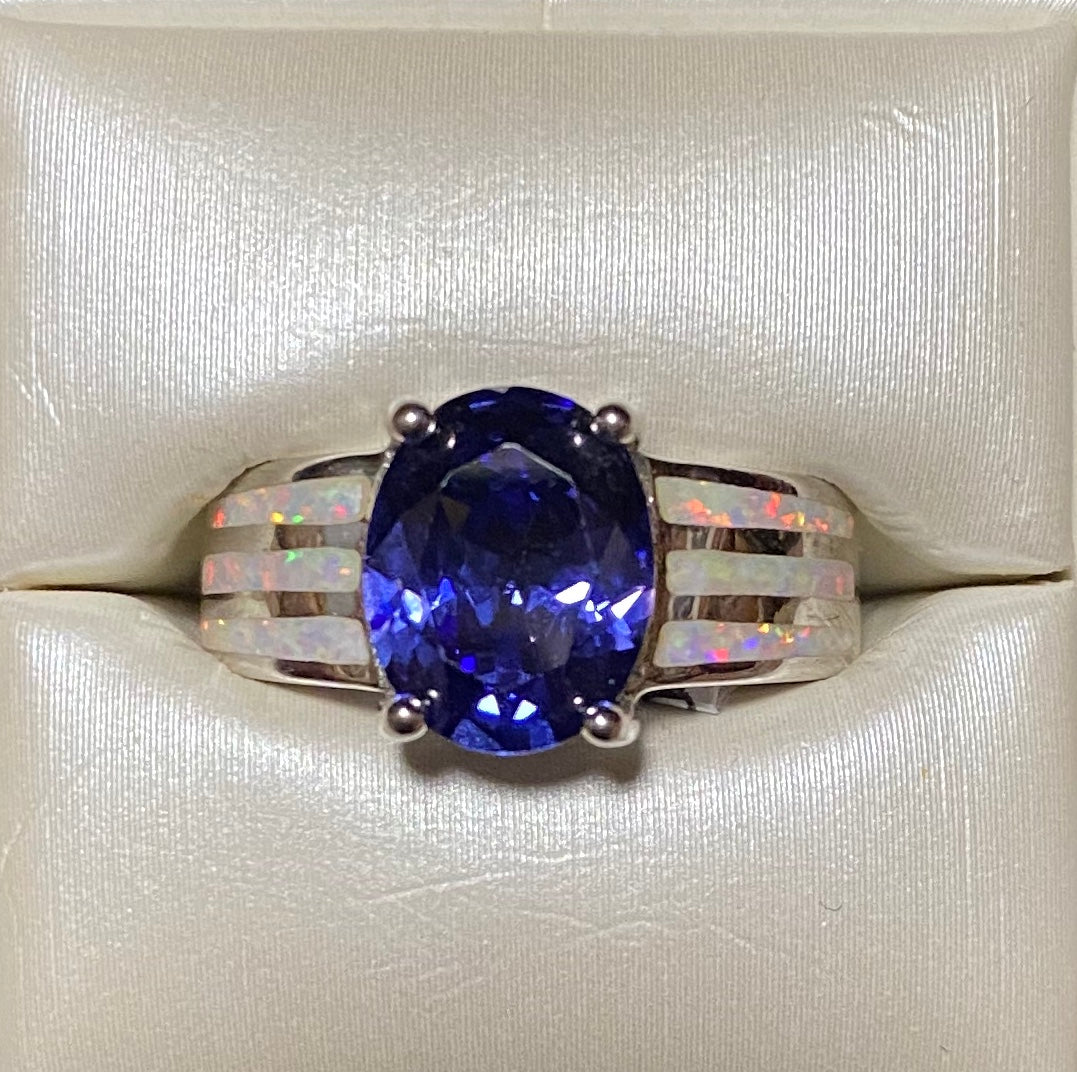 White Opal Iolite Sterling Silver Ring - Premium Rings from Select Lines - Just $63! Shop now at Three Blessed Gems