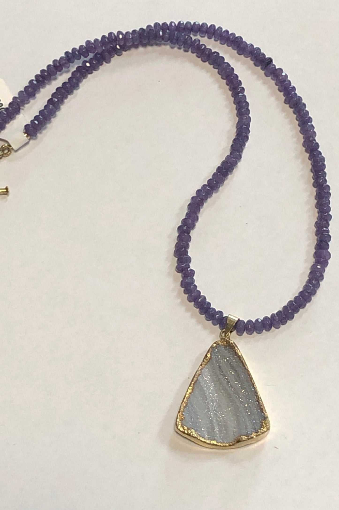 NLM Purple Jade With Druzy Pendant Necklace