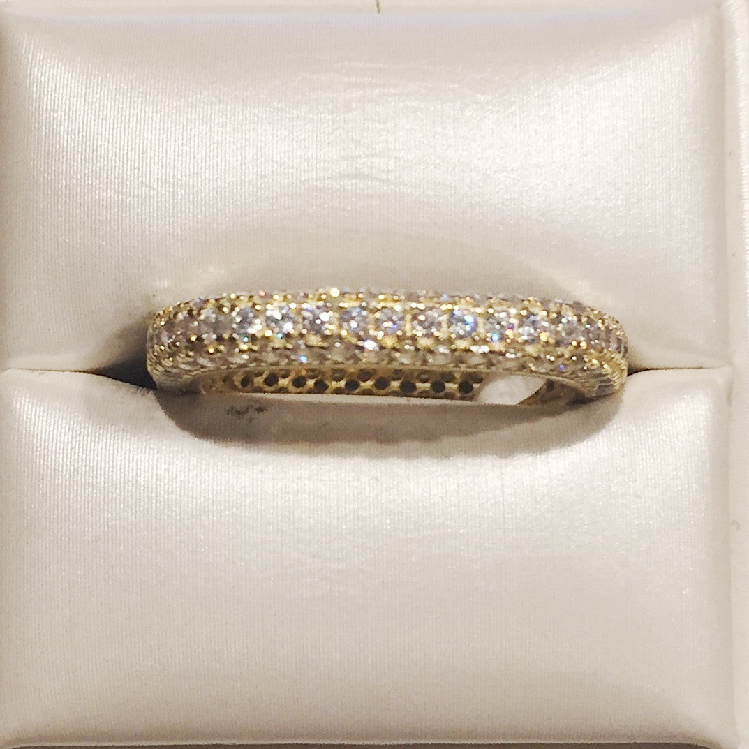 Square Eternity 24K Yellow Gold CZ Ring