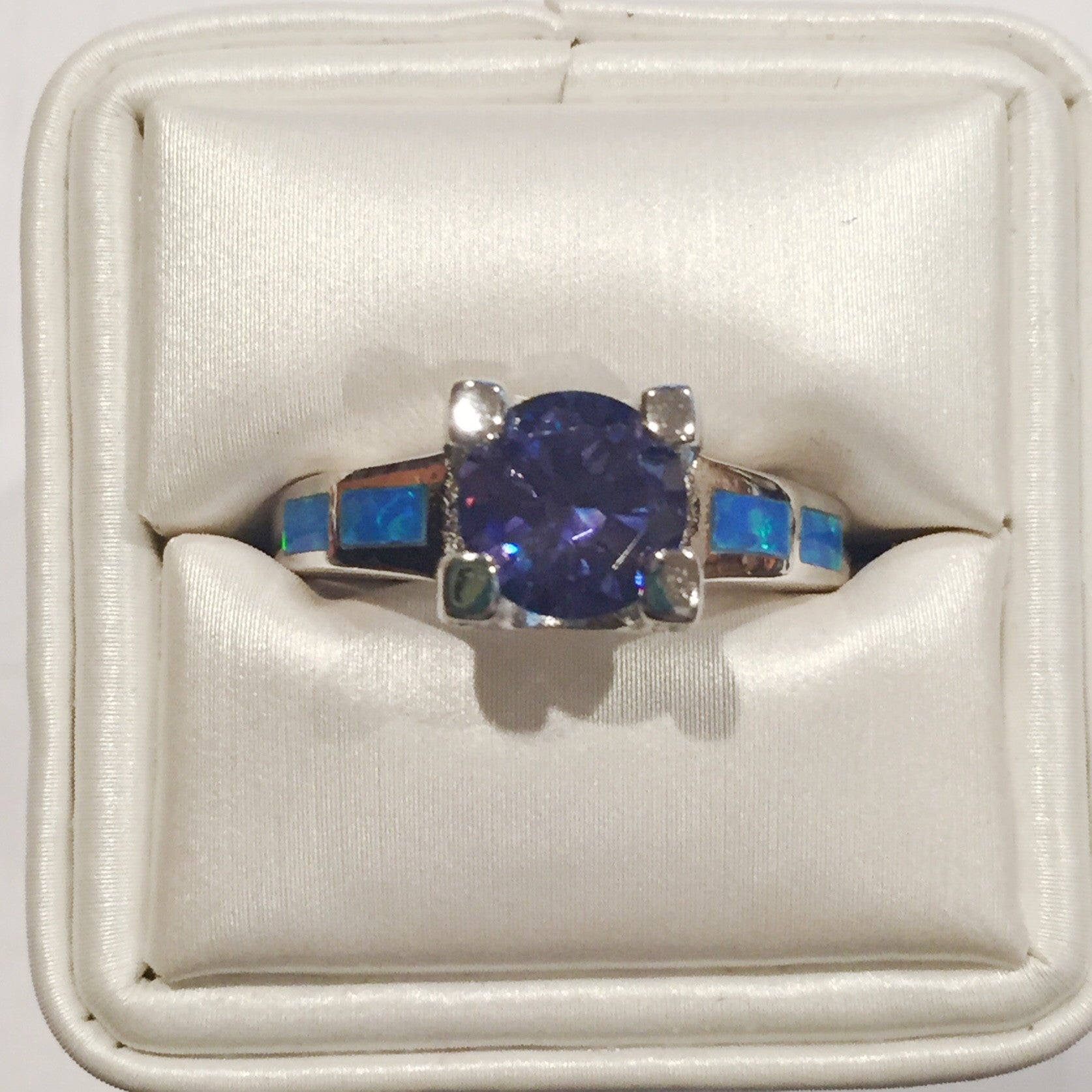Iolite CZ Blue Opal Silver Ring - Premium Rings from International Excellence - Just $60! Shop now at Three Blessed Gems