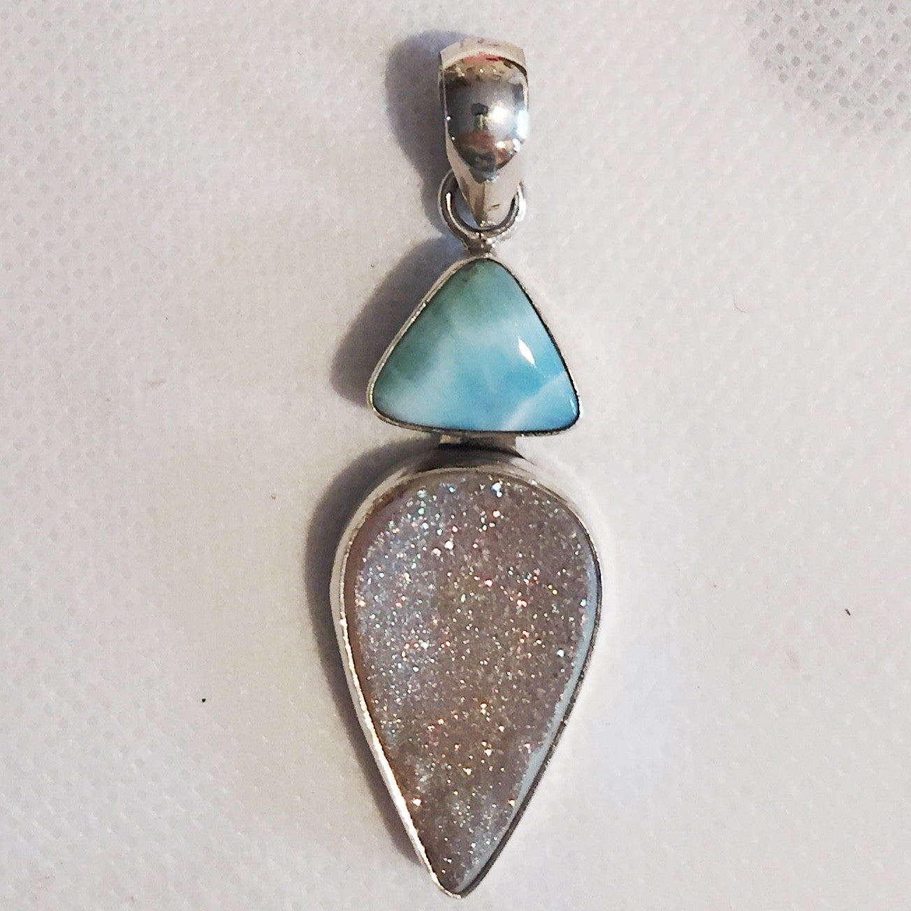 Larimar Turquoise Druzy Silver Pendant - Premium Pendant from Sunwest Silver - Just $57! Shop now at Three Blessed Gems