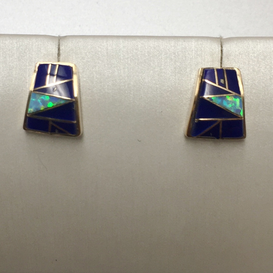 Triangle Stud Inlaid Bronze Earrings - Premium Earrings from Bronze Canyon - Just $30! Shop now at Three Blessed Gems