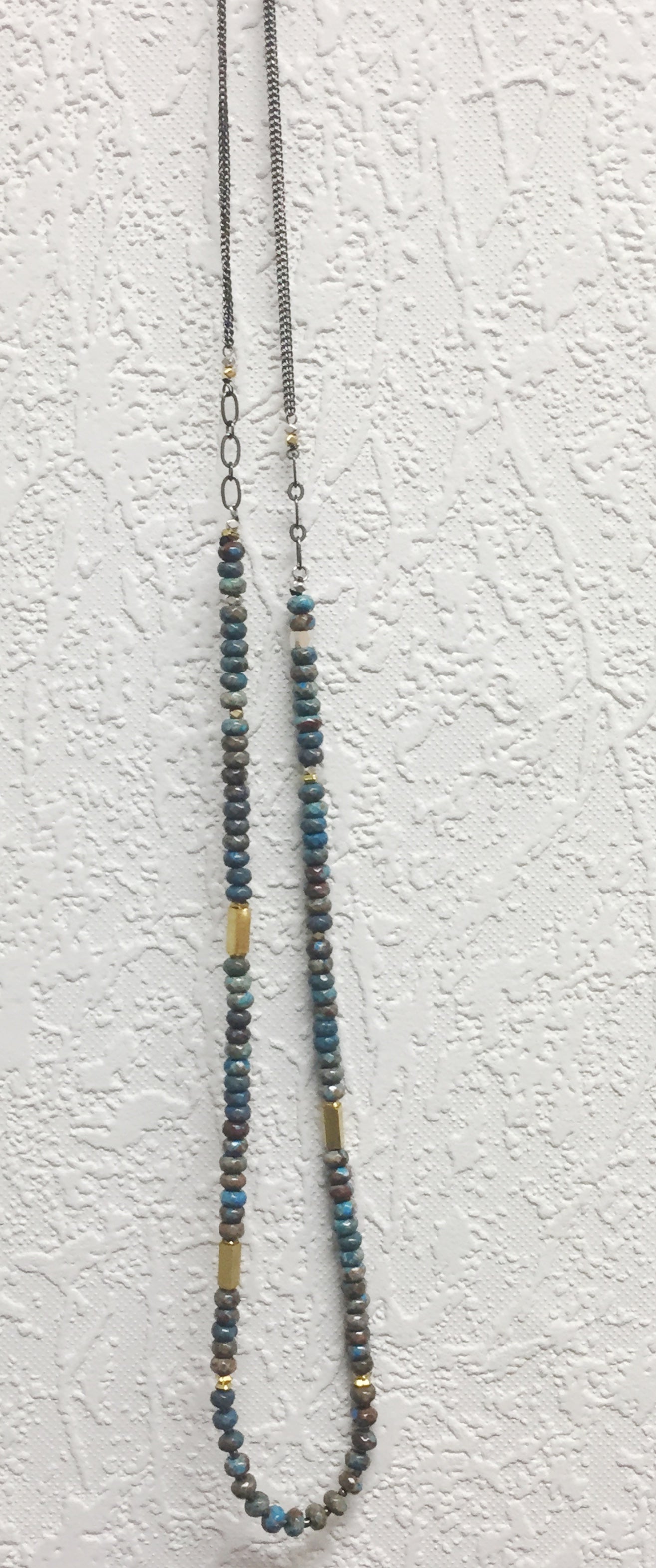 Oxidized Silver and Gold Filled Chrysocolla Necklace - Premium Necklace from Naka - Just $45! Shop now at Three Blessed Gems