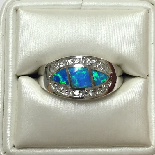 Blue Opal CZ Silver Ring - Premium Rings from International Excellence - Just $48! Shop now at Three Blessed Gems