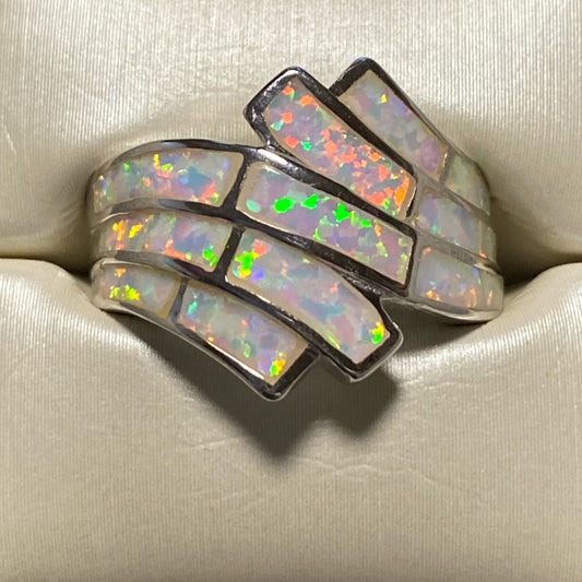 Opal Curved Band Ring - Premium Ring from International Excellence - Just $68! Shop now at Three Blessed Gems