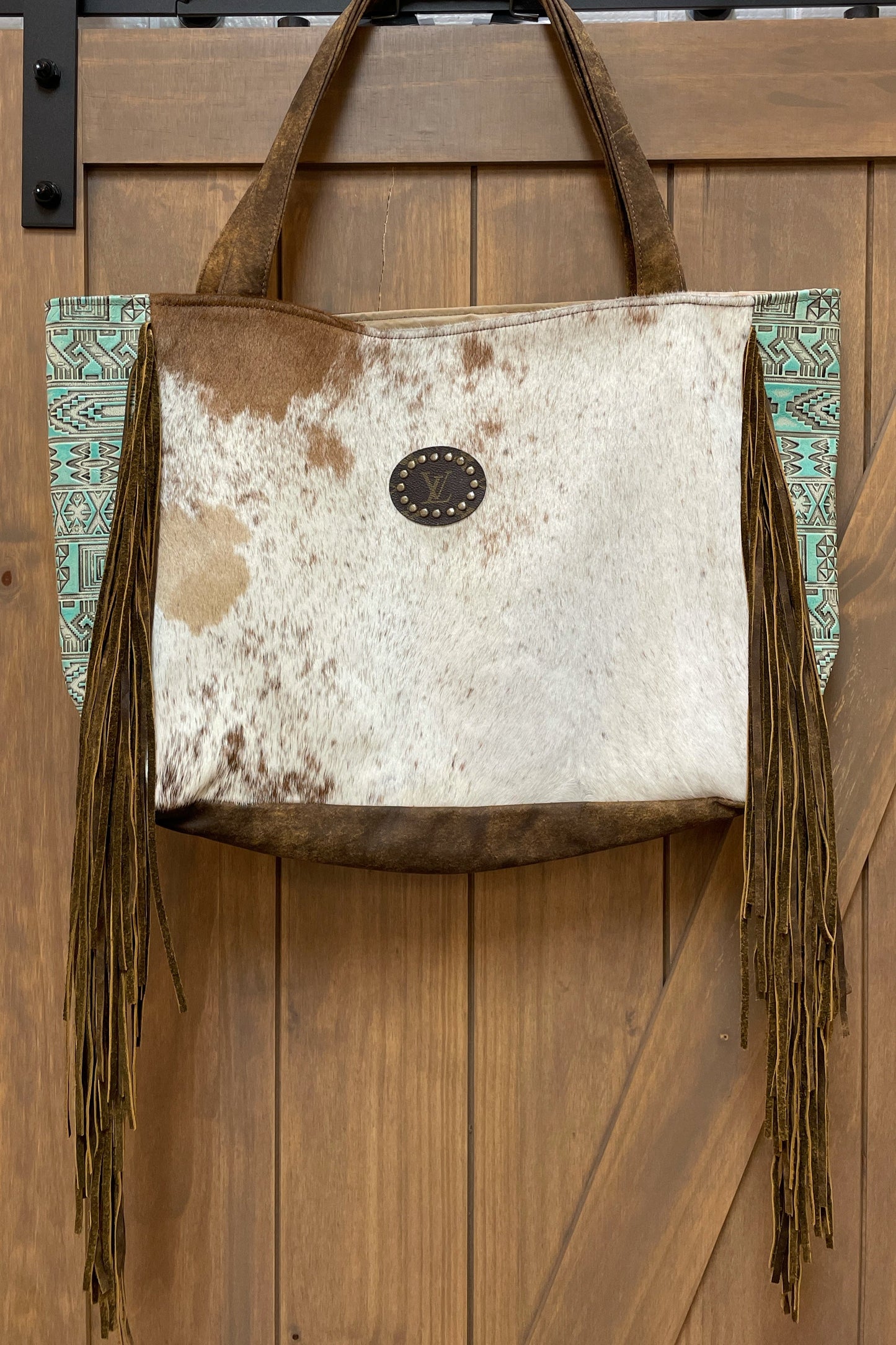 Up-Cycled Designer Cowhide Tooled Fringe Tote - Premium Bag from Keep It Gypsy - Just $765! Shop now at Three Blessed Gems