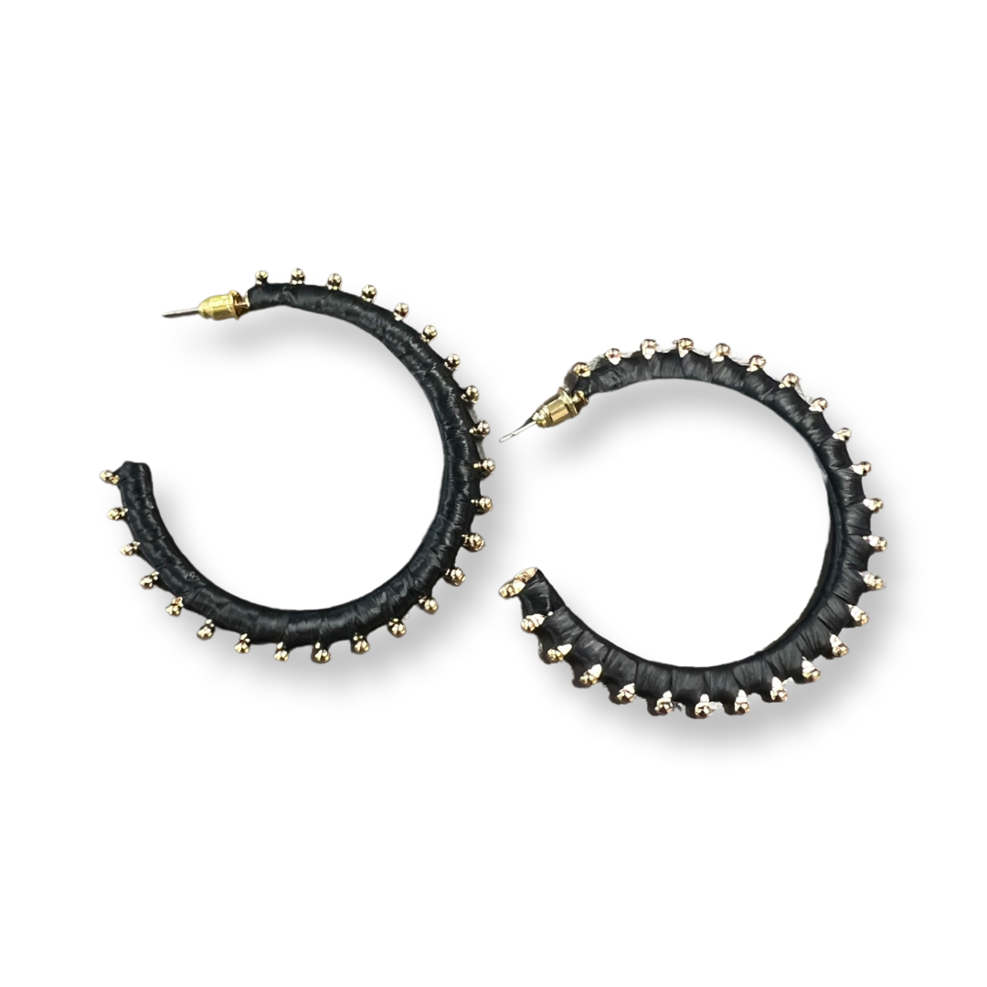 Macrame Gold Beaded Hoop Earring - Premium Earrings from Kenze Panne Jewelry - Just $31! Shop now at Three Blessed Gems