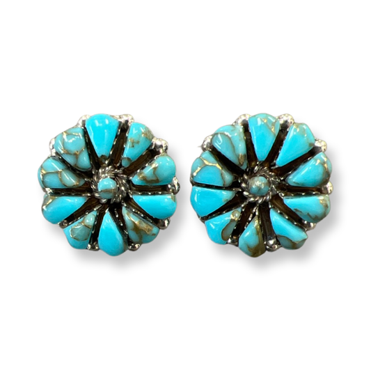 Sterling Silver Zuni Sunburst Earring - Premium Earrings from Zuni - Just $85! Shop now at Three Blessed Gems
