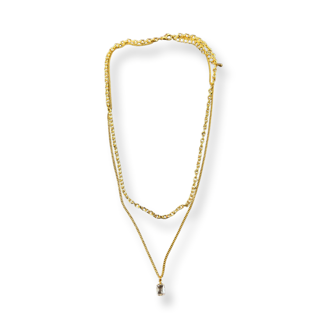 Gold Over Brass Layered Cz. Necklace