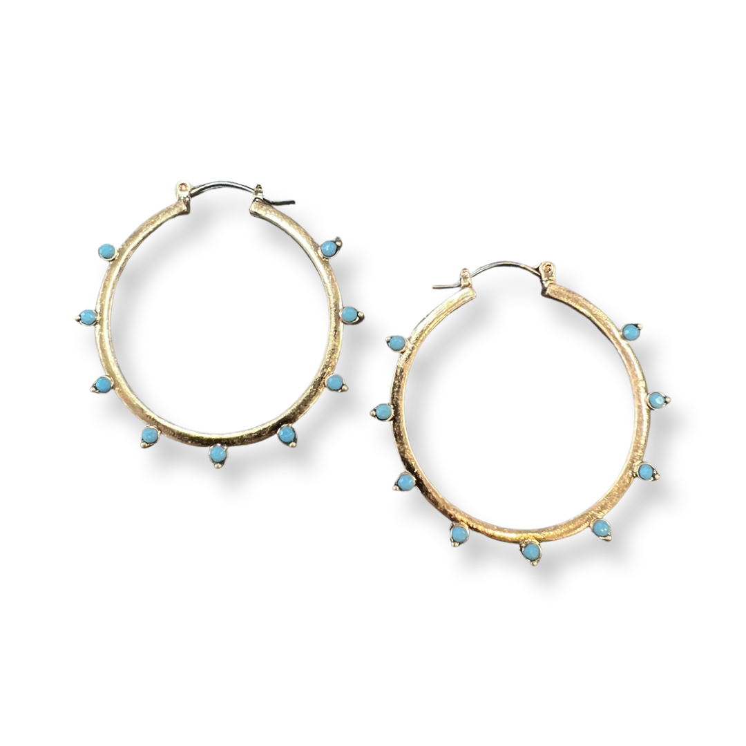 Gold Dipped Turquoise Bead Hoop Earring