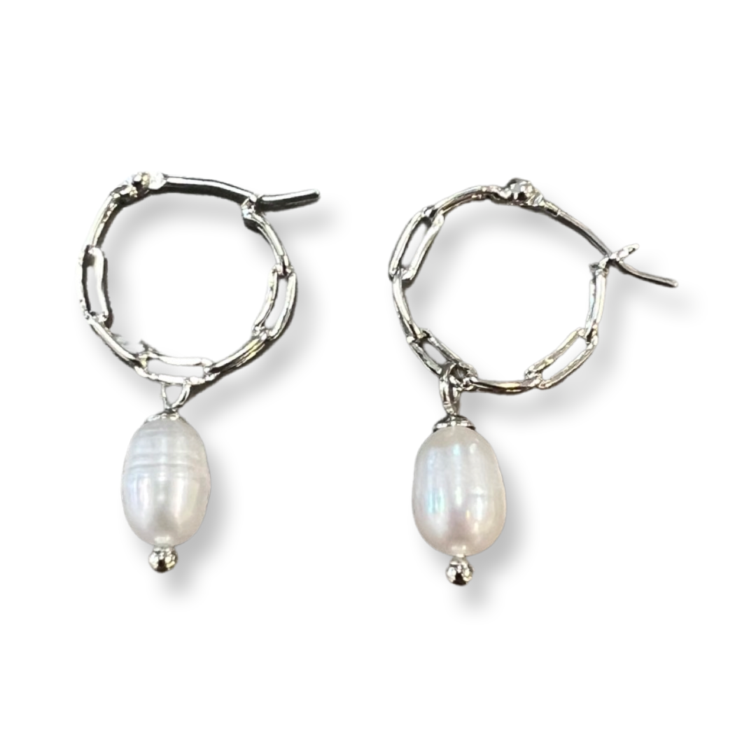 Chain Hoop Pearl Earring