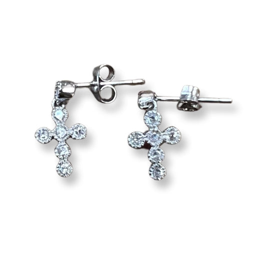 Stud Dangle Cross Glint Earrings - Premium  from Nisha Design - Just $39! Shop now at Three Blessed Gems