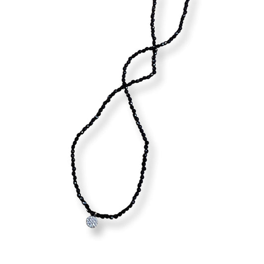 Black CZ Disc Necklace