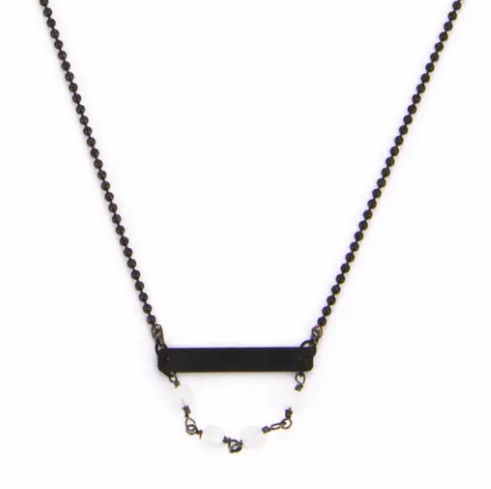 Moonstone Black Bar Choker Necklace - Premium Necklace from Santore' - Just $63! Shop now at Three Blessed Gems