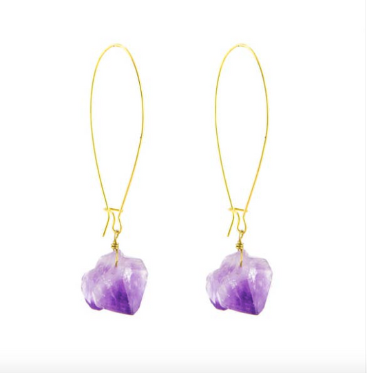 Raw Stone Long Wire Earring - Premium Earrings from Santore' - Just $42! Shop now at Three Blessed Gems