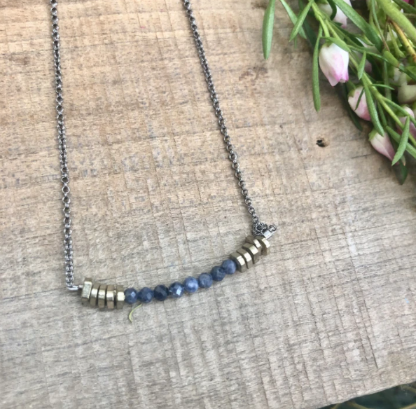 Sapphire Line Necklace - Premium Necklace from Harlow - Just $66! Shop now at Three Blessed Gems