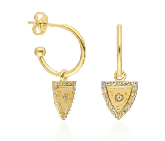 Mighty Triangle CZ 24K Gold Earrings - Premium Earrings from Kebella - Just $60! Shop now at Three Blessed Gems