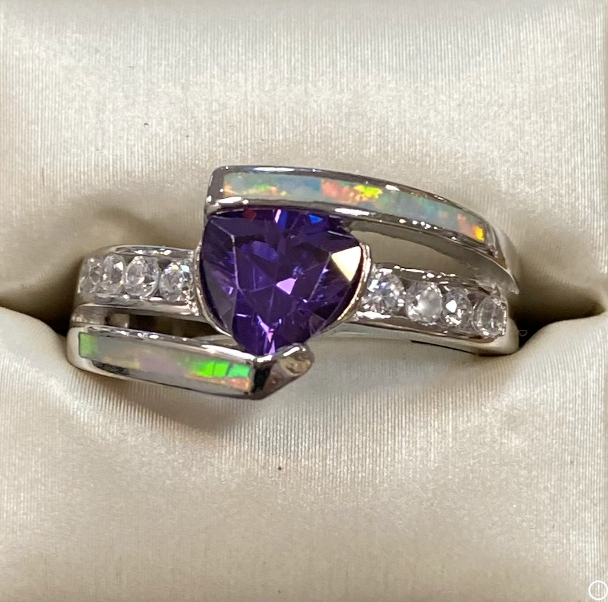 Amethyst White Opal Silver Ring - Premium Ring from Select Lines - Just $60! Shop now at Three Blessed Gems