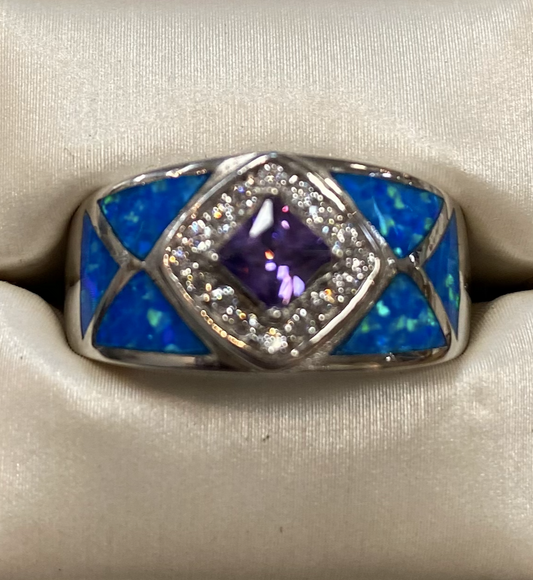 Amethyst Opal Cz Mosaic Band Ring - Premium Ring from Select Lines - Just $60! Shop now at Three Blessed Gems