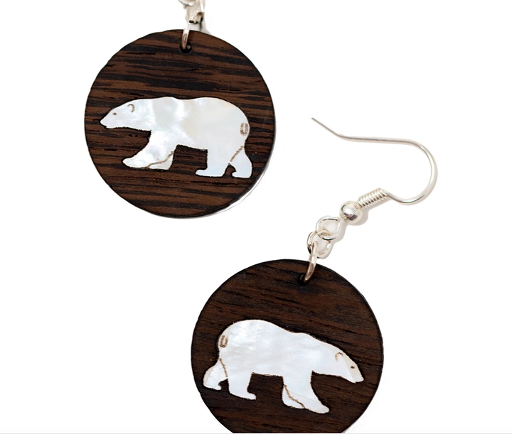 Polar Bear Mother Of Pearl Inlay Dangle Earring - Premium Earrings from Switchwood - Just $50! Shop now at Three Blessed Gems