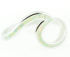 Wave White Opal Silver Ring