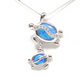 Turtle CZ Opal Silver Pendant