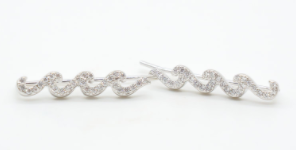 CZ Silver Ear Climbers - Premium Earrings from EMV Trading - Just $40! Shop now at Three Blessed Gems