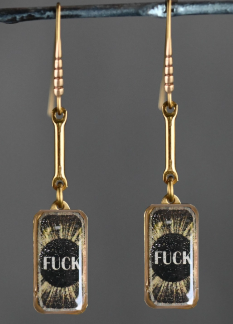 Fuck Bar Drop Earrings - Premium Earrings from KBD - Just $54! Shop now at Three Blessed Gems