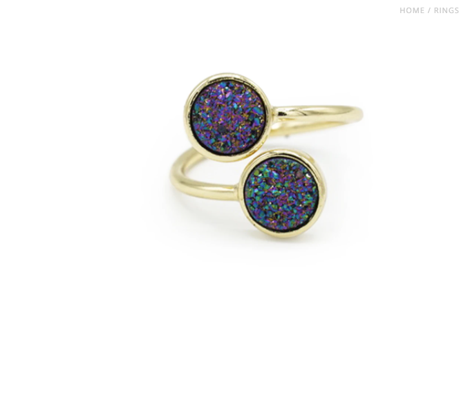 14k Gold Over Sterling Silver Double Druzy Ring - Premium Rings from MAQ - Just $69! Shop now at Three Blessed Gems