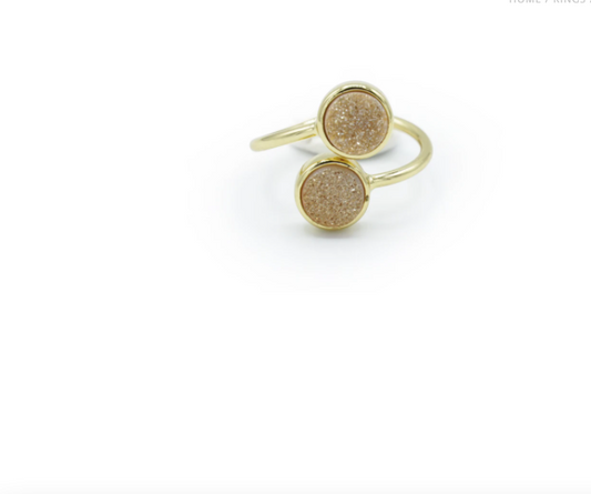 14k Gold Over Sterling Silver Double Druzy Ring - Premium Rings from MAQ - Just $69! Shop now at Three Blessed Gems