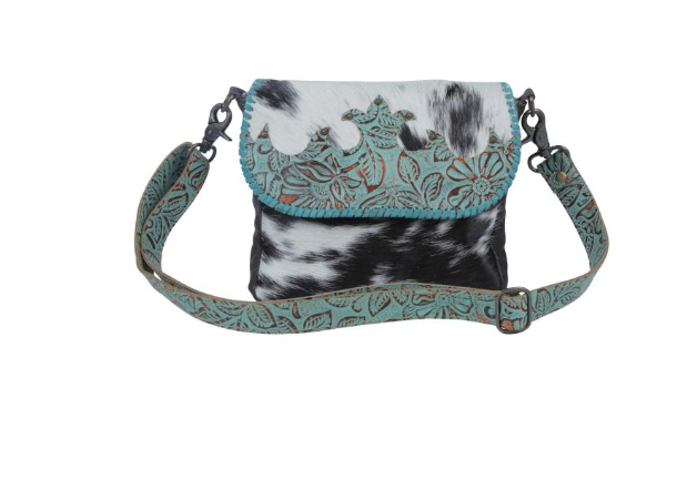 Turquoise Fleurs Leather & Hairon Bag - Premium Bag from Myra - Just $81! Shop now at Three Blessed Gems