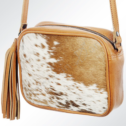 Leather and Hairon Crossbody Bag - Premium Apparel & Accessories from American Darling - Just $123! Shop now at Three Blessed Gems