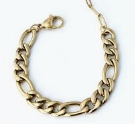 Gold Over Stainless Steel Large Link Bracelet - Premium Apparel & Accessories from Modern Opus - Just $45! Shop now at Three Blessed Gems