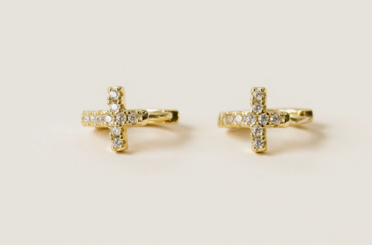 Cross CZ Huggies - Premium C from Jaxkelly - Just $45! Shop now at Three Blessed Gems