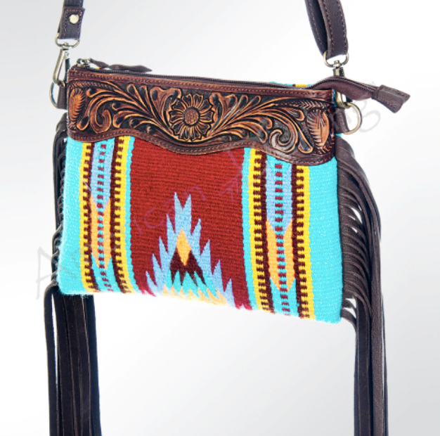 Hand Tooled Woven and Fringe Concealed Carry Bag