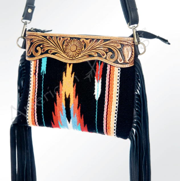 Hand Tooled Woven and Fringe Concealed Carry Bag - Premium Purses from American Darling - Just $159! Shop now at Three Blessed Gems
