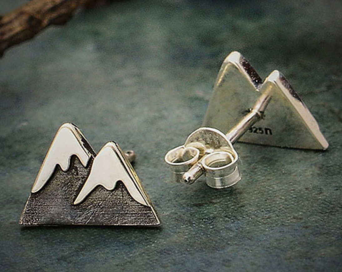 Mountain Silver Stud Earrings
