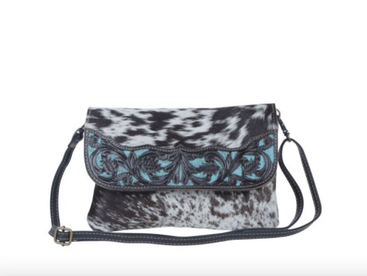 Blue Crescent Hand-Tooled Bag - Premium Purses from Myra - Just $85! Shop now at Three Blessed Gems