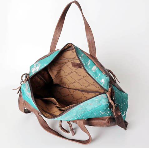 Turquoise Cowhide W/Silver Foil Concealed Carry Bag