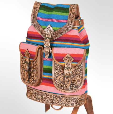 Hand Tooled Hand Woven Backpack - Premium Backpack from American Darling - Just $415! Shop now at Three Blessed Gems