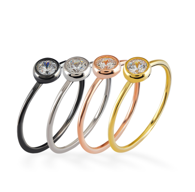 Glint 4MM CZ 24K Yellow Gold Ring - Premium Rings from Kebella - Just $39! Shop now at Three Blessed Gems