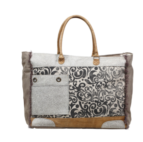 Hide & Floral Print Weekend Bag - Premium Bag from Myra - Just $92! Shop now at Three Blessed Gems