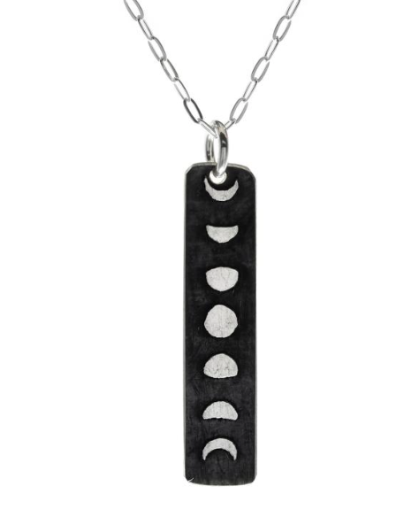 Moon Phases Vertical Skinny Bar Necklace