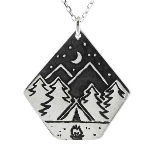 Campfire Night Large Silver Necklace - Premium Necklace from Bearded Jeweler - Just $95! Shop now at Three Blessed Gems