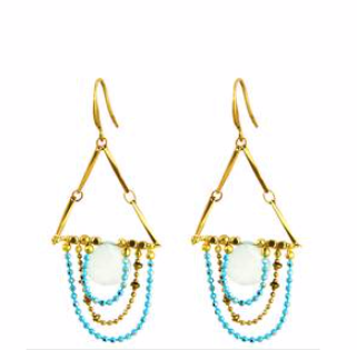 Aqua Chalcedony Drape Turq. Chain Earrings - Premium Earrings from Santore' - Just $63! Shop now at Three Blessed Gems