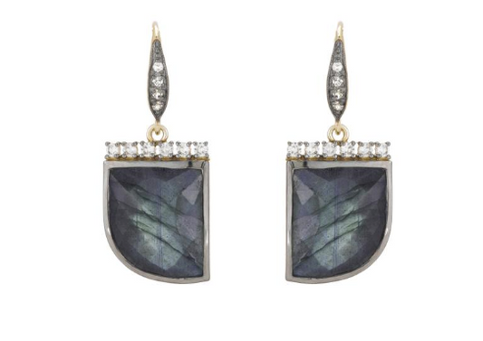 Portland Labradorite CZ Horn Earring - Premium Earrings from A. Schenkein - Just $175! Shop now at Three Blessed Gems